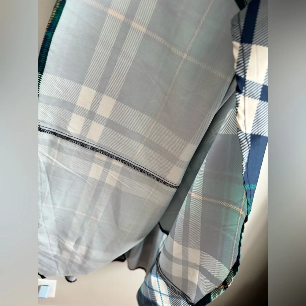 Kosmios Mixed Media Plaid & Denim Maxi Skirt large boho Lagenlook - Picture 6 of 8